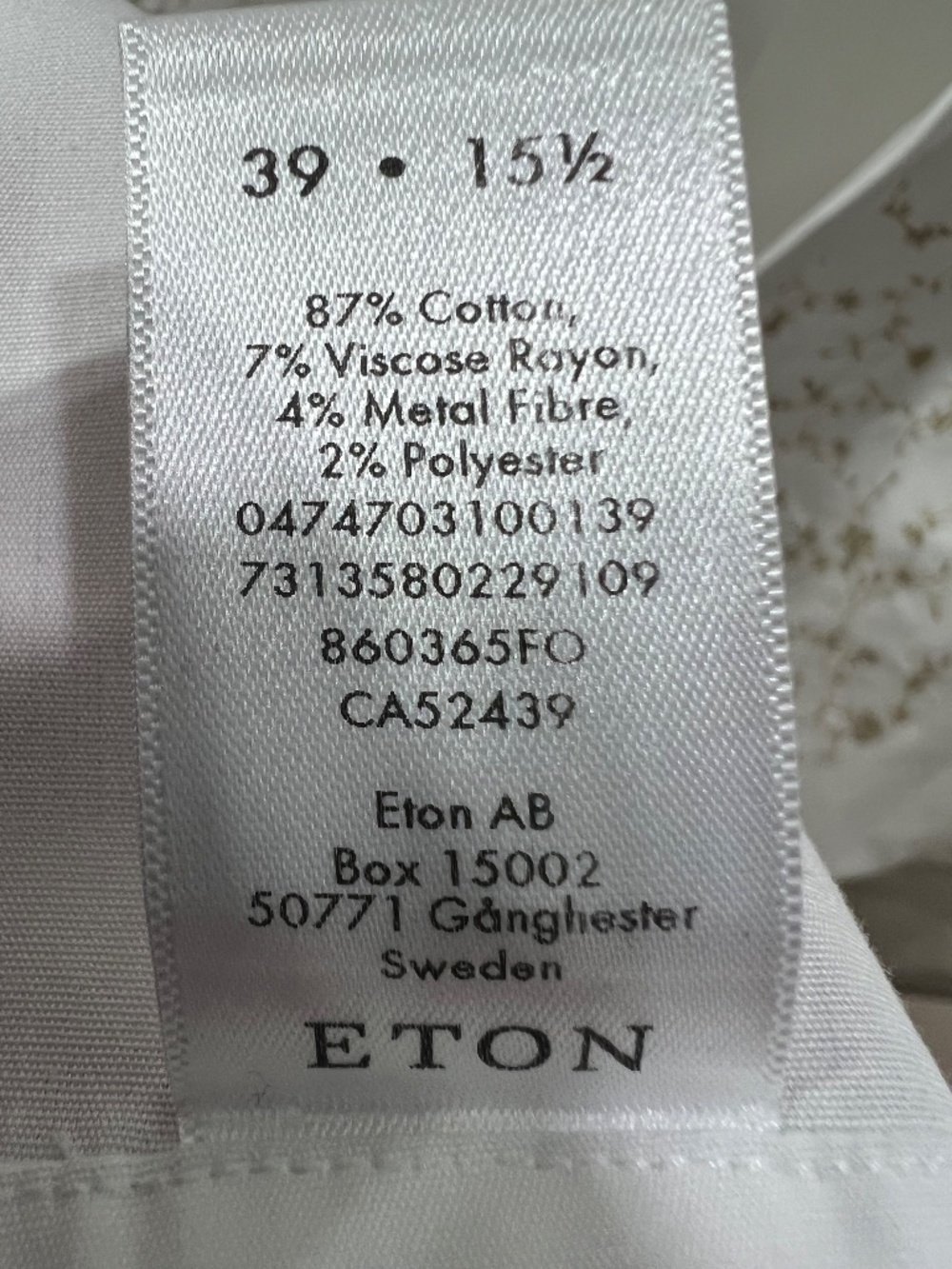 Eton White Dinner Shirt with Gold Embroidered Bib – Luxury Formal Dress Shirt - Picture 7 of 7